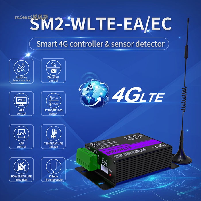 SM2-WLTE-EA Foreign Trade 2-Channel 4G Motor Solenoid Valve Control APP/WEB Temperature and Humidity Linkage SMS Power Failure Alarm