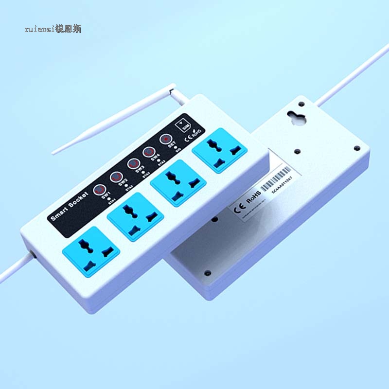 Foreign Trade European Standard Four-Channel GSM Power Strip British Standard 16A SMS, Phone Call Voice Control Temperature Detection Power Strip No WiFi